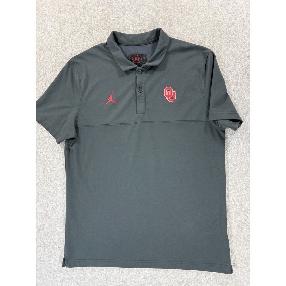 Oklahoma Sooners Nike Jordan Short Sleeve Campus Polo Shirt (Men's Large) Gray
